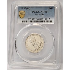 AUSTRALIA 1933 . ONE 1 SHILLING . PCGS AU50